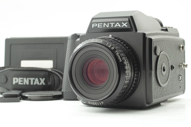 [N MINT w/Strap] Pentax 645 Camera  SMC A75mm f2.8 Lens 120 Film Back From Japan