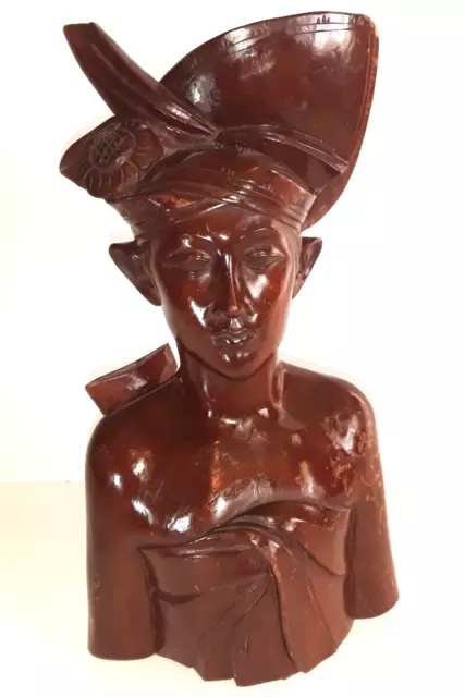 Bust Sculptures Décor Figurine Statue Hand Carved Wood Bali Indonesian