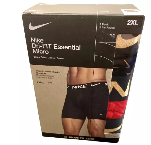 MEN’S NIKE DRI-FIT Essential Micro 3 Pack Boxer Briefs 2XL Variety ...