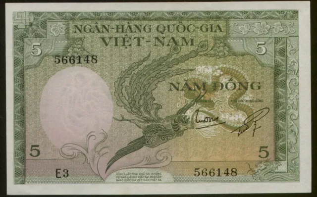 Viet Nam South 5 Dong (1955) Pick 2 UNC
