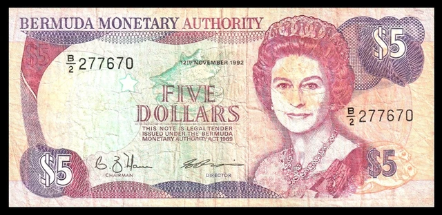 🇧🇲 BERMUDA  1992  $ 5 DOLLARS QE II *** P 141a  BANKNOTE