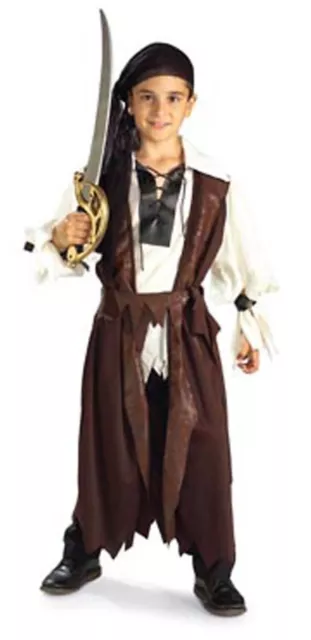 Child Caribbean Pirate Deluxe Costume 881097 M 8-10 Boys Brown Jack Sparrow New