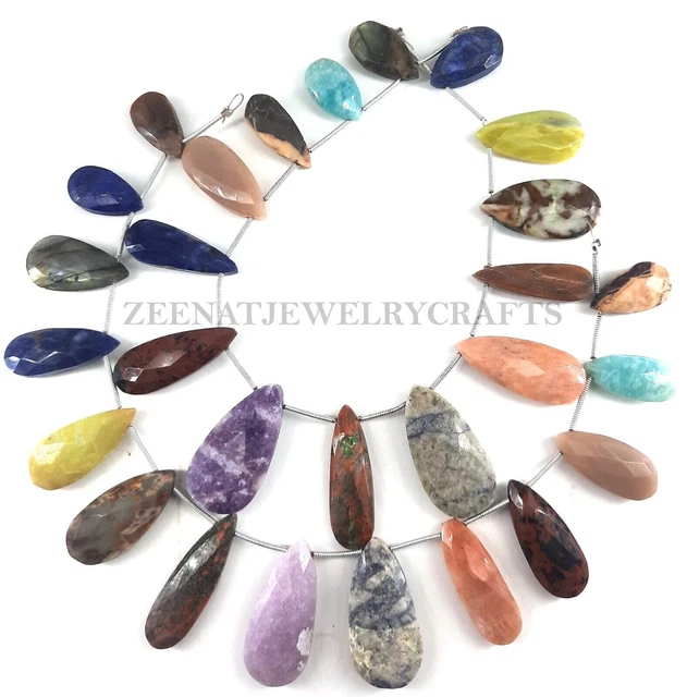 8" Strand Natural Disco Beads Faceted Pear Shape Gemstone Jewelry Making Crafts