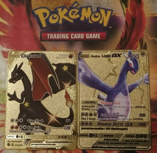 POKEMON CARD - Charizard V + Shadow Lugia GX - Custom Gold Metal Card EUR  21,20 - PicClick FR