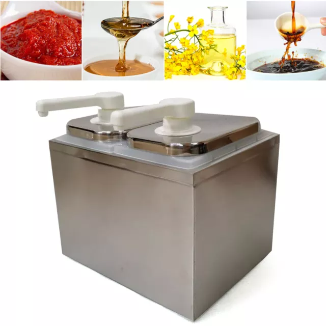 Stainless Condiment Pump Station Sauce Pump Dispenser + Removable Tanks 2L USA
