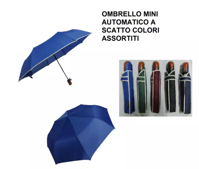 Ombrello Pioggia Automatico Mini Piccolo Tascabile Tinta Unita Uomo Donna Unisex