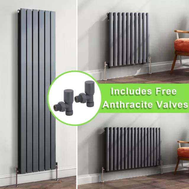 Anthracite Designer Radiator Horizontal Vertical Oval Column Flat Panel Rads