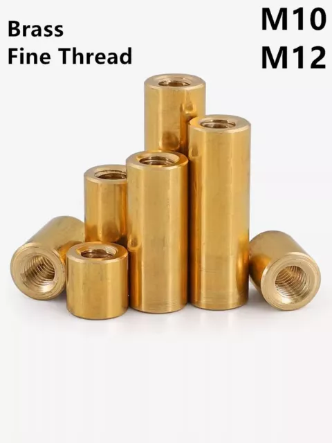 Fine Thread Brass Lengthen Round Nuts Standoff Spacer Pillar M10 M12