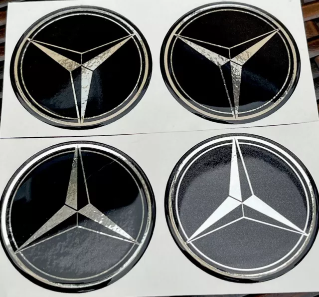 4x Mercedes Logo  Adhesive Sticker Wheel Emblem  Gel Centre Cap Size 70mm