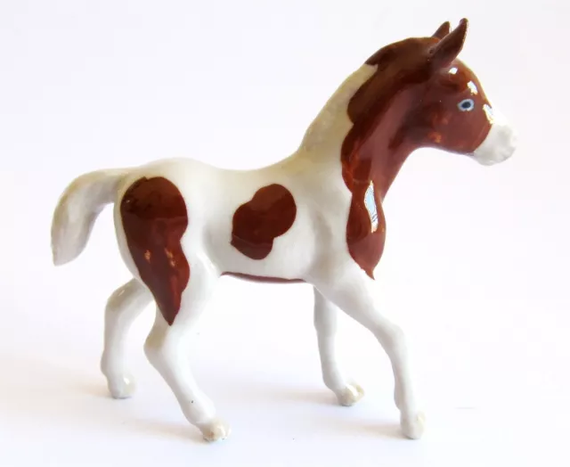 Horse Miniature Figurine Porcelain - Hand Painted Pinto Foal