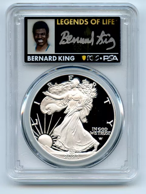 2023 W $1 Proof Silver Eagle PCGS PR70DCAM FDOI Legends of Life Bernard King