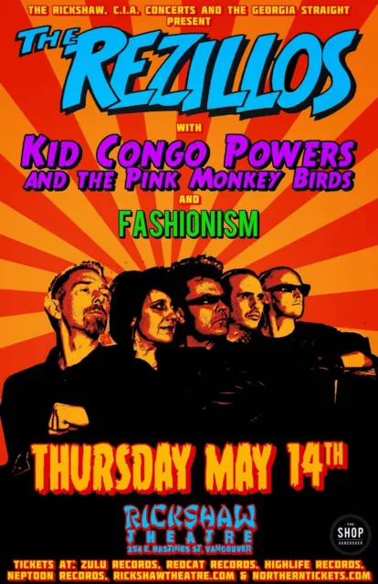 REZILLOS/KID CONGO POWERS 2015 VANCOUVER CONCERT TOUR POSTER-Punk/New Wave Music