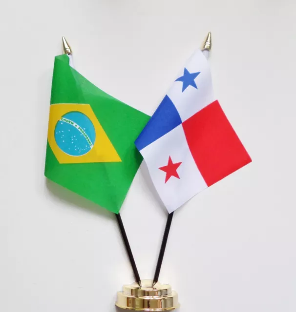 Brazil & Panama Double Friendship Table Flag Set