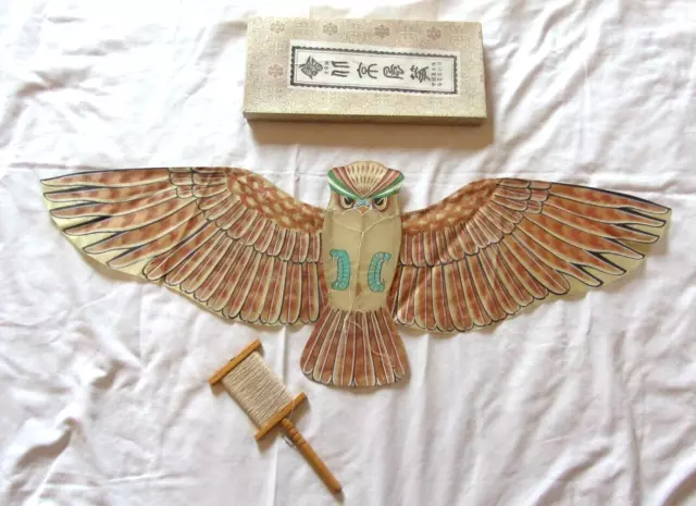 Vtg 1980s Chinese OWL Kite In Box Beifeng Peoples Rebublic of China String Reel