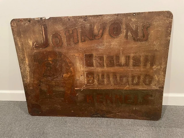 Vintage English Bulldog Breeder Sign Mack Truck Advertising Dog Food