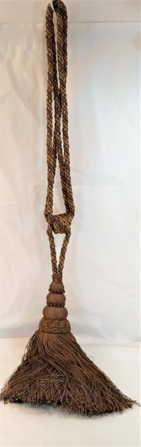 Window Curtain Drapery Rope Tieback Red Brown Design Large Tassel