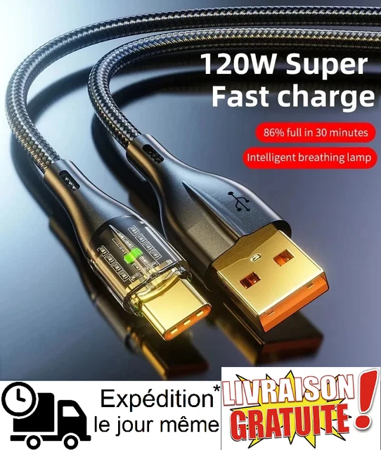 Câble De Charge Rapide USB-C 120W Avec Affichage LED - Marque OOZCC - Long