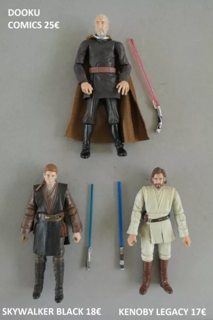 Lot 3  figurine Star Wars 3.75 Count Dooku Anakin Skywalker Obi-Wan Kenobi