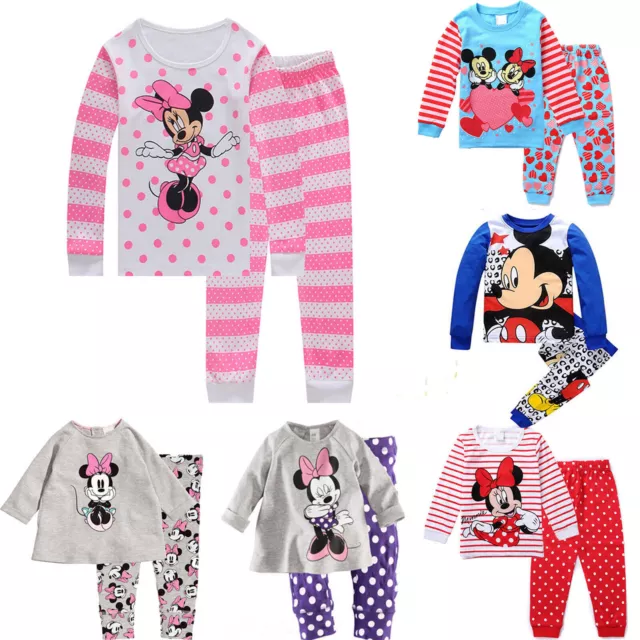 Girls Boys Mickey Minnie Mouse Nightwear Pyjamas Set Pajamas Clothes Sleepwear