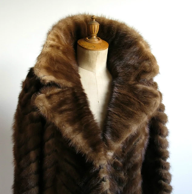 Manteau De Vison Gris, Taille 40-42, Marque Stell, Très Bon état