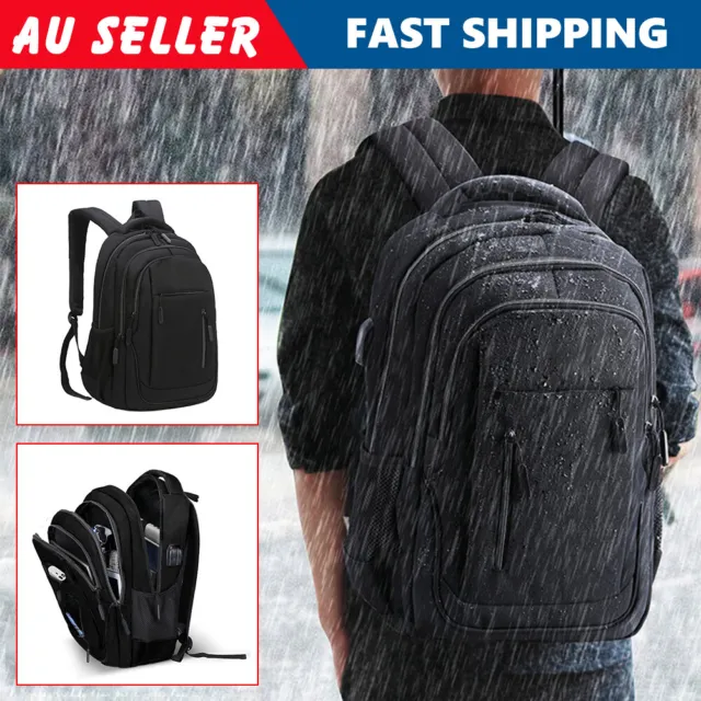 Business Travel Laptop Bag Backpack Large Capacity USB Port Water-proof School