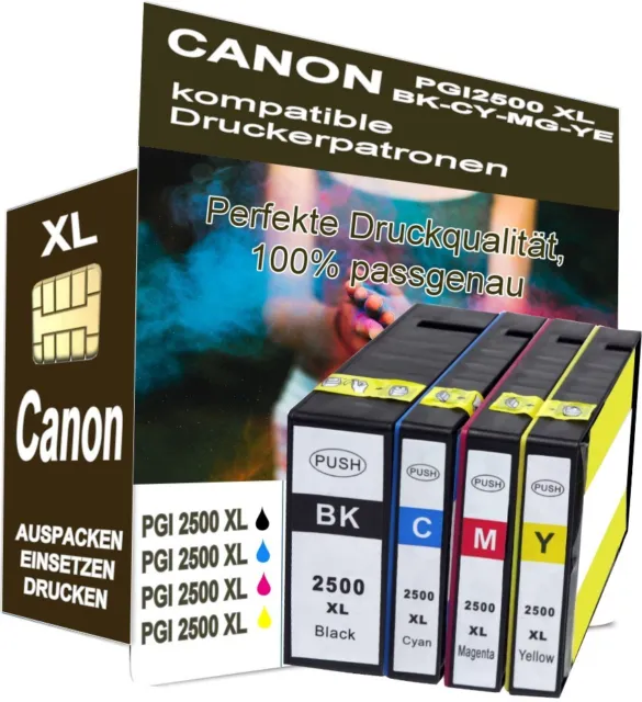 4x Tintenpatronen XL für Canon MAXIFY MB5050 MB5150 MB5350 ersetzt PGI-2500XL