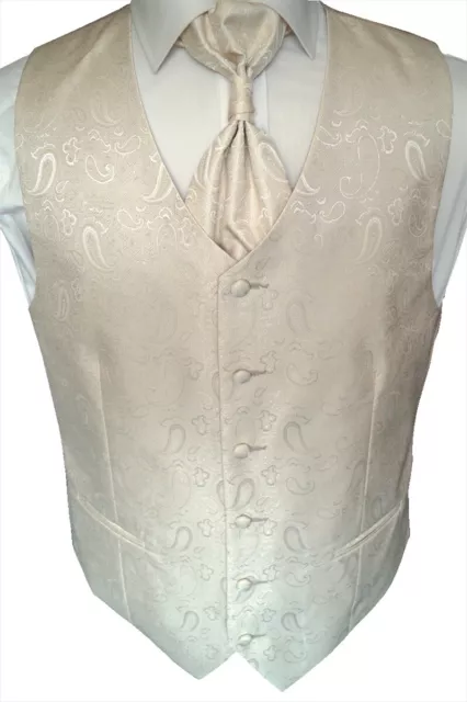 Wedding Waistcoat With Plastron, Handkerchief And Tie No. 23.2 Size: 44 - 114