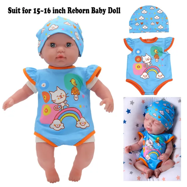 For 15~16 inch Reborn Baby Dolls Newborn Baby Clothes W/Hat 2PCS/Set Doll Outfit