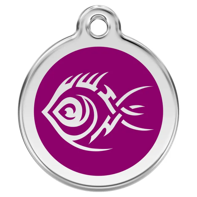 RedDingo Médaille pour Chiens Individuelle Gravure Tribale Poissons Violet, Neuf