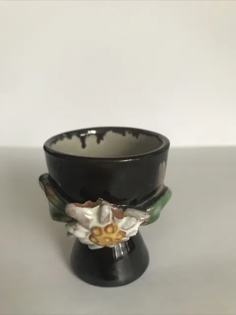Vintage Ceramic  Dark Glazed Egg Cup (damage).