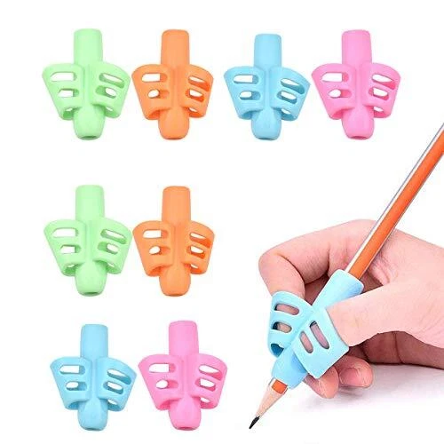 Jinlaili Grips pour Crayon, 8 Pcs Guide Crayon Enfant, Guide Doigts Enfant Soupl