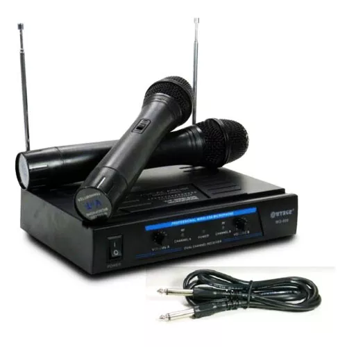 Coppia Microfoni Wireless Professionali Vhf Karaoke Musica Stereo Microfono Wg