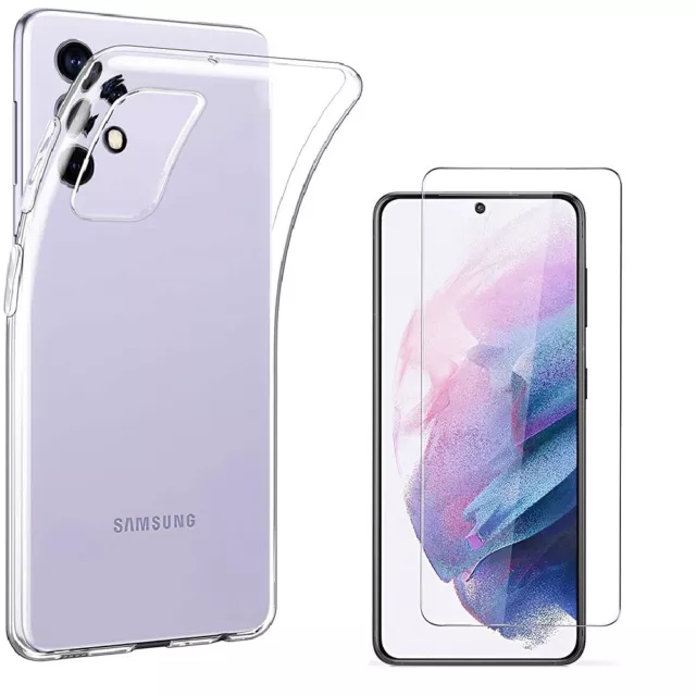 Per SAMSUNG GALAXY A52 COVER CUSTODIA TRASPARENTE + PELLICOLA VETRO TEMPERATO