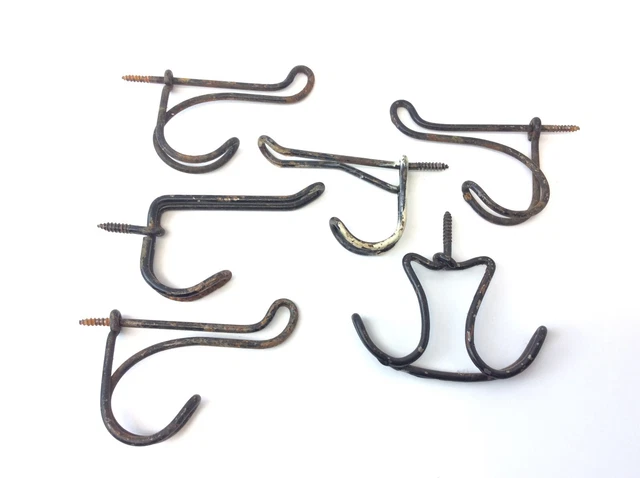 Mixed Lot Black Wire 1950’s Curved Coat Hat Rack Hooks Bent