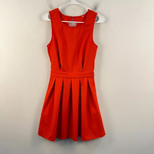 Womens Small Dress Tank Red Woven Sleeveless A Line Short Open Back 21490