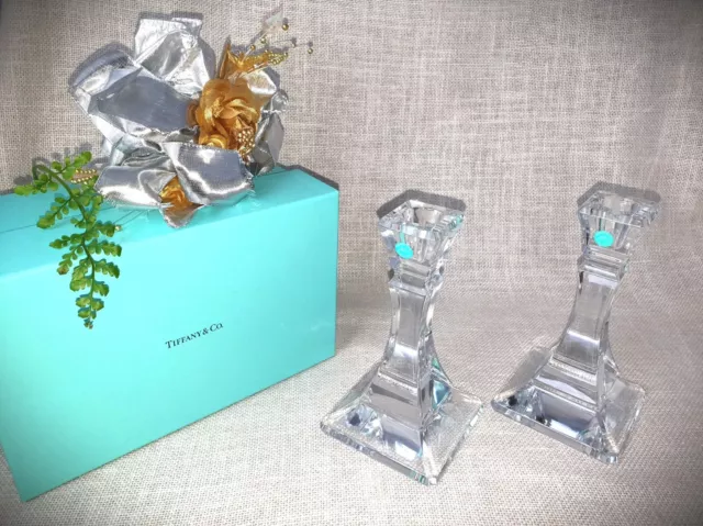 Kerzenständer 2 x Kristall "TIFFANY & CO " Candlesticks Luxus Vintage edel OVP