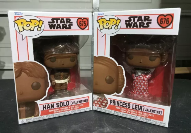 Funko Pop ~ Star Wars ~ Han Solo & Princess Leia ~ Chocolate Valentines Day.....