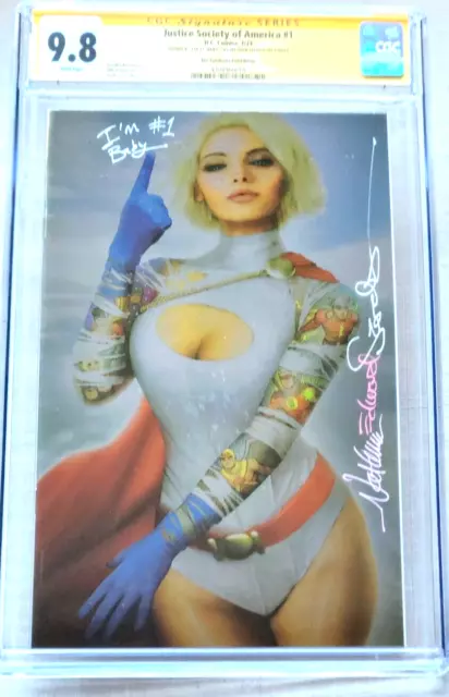 Justice Society of America #1 POWERGIRL FOIL VARIANT CGC SS 9.8 signed Szerdy