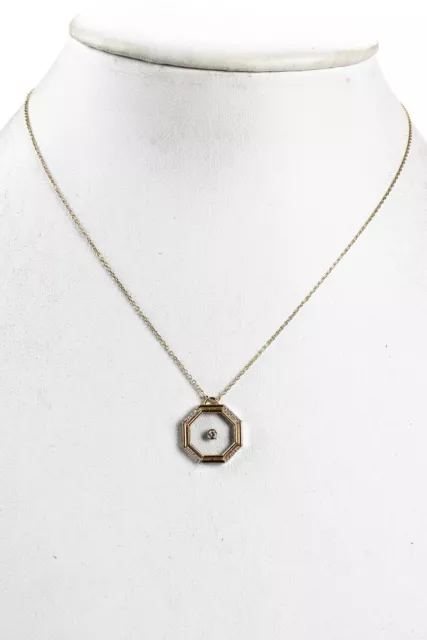 L Atelier Nawbar Womens 9k Yellow Gold White Diamond Hexagon Amulet Necklace 2
