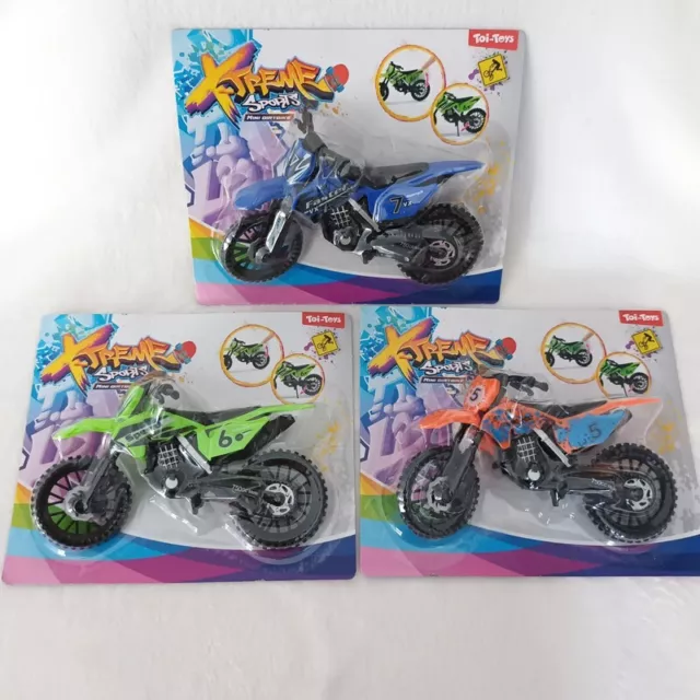 Véhicule Miniature - Jouet -Lot de 3 Packs de Motos Cross (Orange ,Bleu ,Vert)