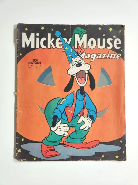 1939 Mickey Mouse Magazine Vol 5 #2 Goofy Halloween Cover Golden Age Comic