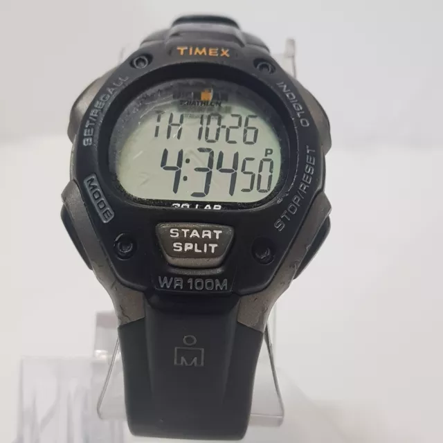 Timex Ironman Triathlon Watch Men Digital Black Indiglo 30 Lap.. New Battery