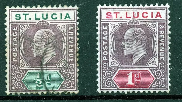 St Lucia EVII 1902 sg58- FU, sg59 - MH