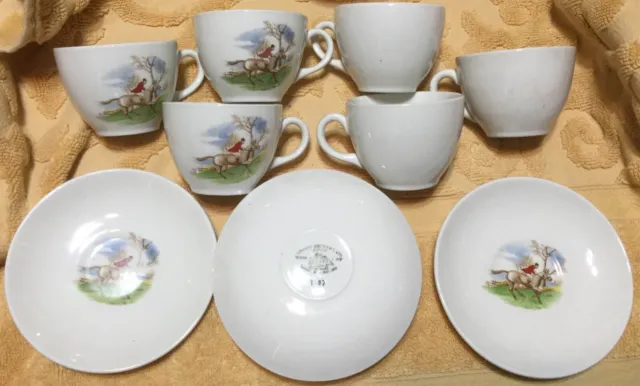 Fox Hunt Hunting 14 Piece Demitasse Coffee Set Ridgway 2