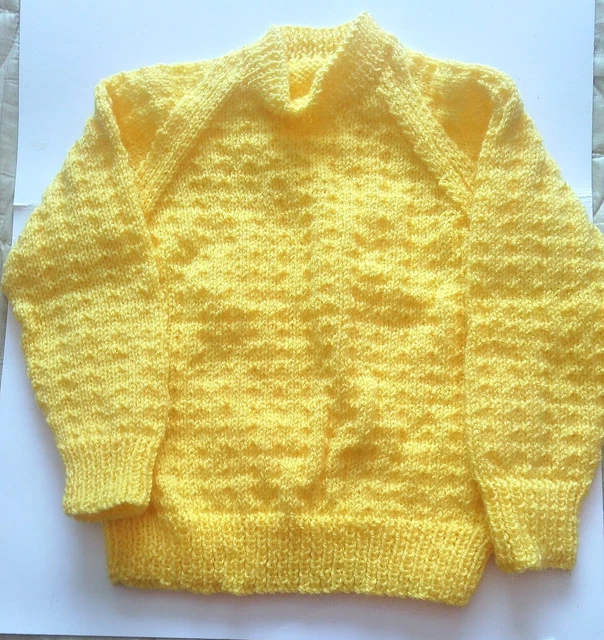 "Maglione/maglione cucito muschio giallo brillante lavorato a mano per bambini - 24"