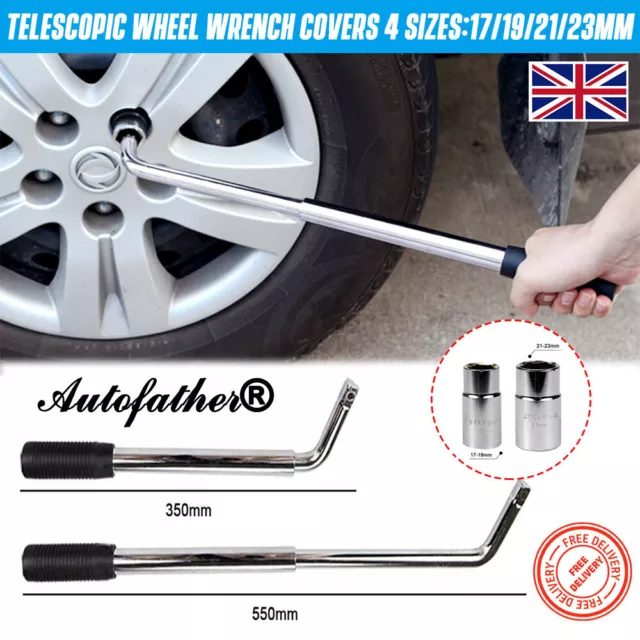 Universal Telescopic Wheel Brace Wrench Car Van Socket Tyre Nut 17/19, 21/23mm