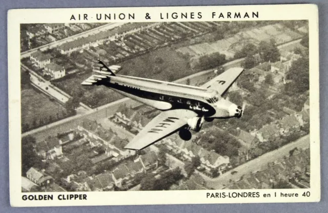 Air Union & Lignes Farman Wibault 282 T12 Vintage Airline Issue Postcard