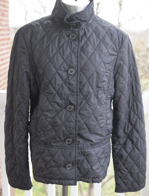 Barbour Matt Flyweight Alice Quilted Jacket Button Down Coat Pockets Black Sz 8