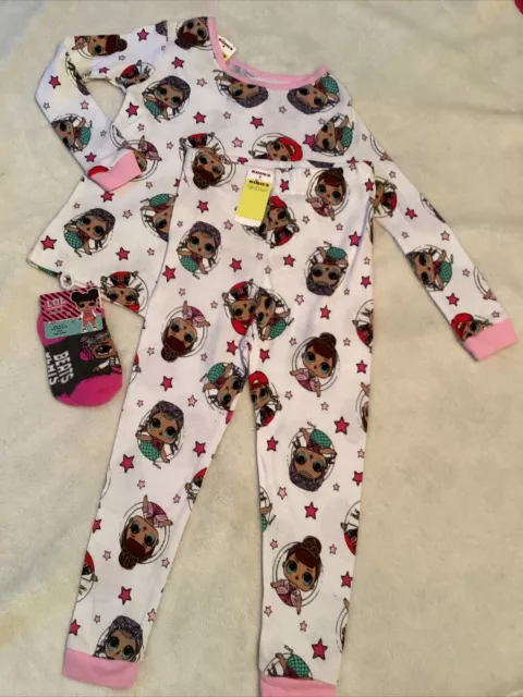 4T LOL Surprise Girls Long Sleeve Pajamas Set W/ Socks NWT