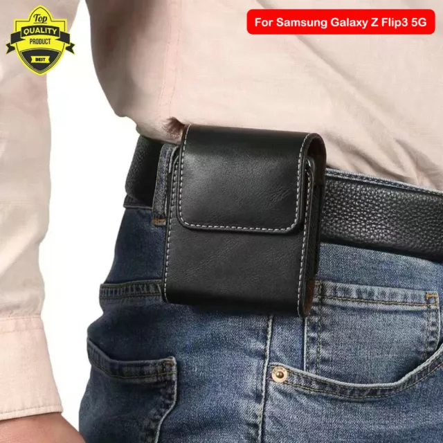 For Samsung Galaxy Z Flip3 5G/Z Flip Belt Clip Holster Holder Bag Case Leather